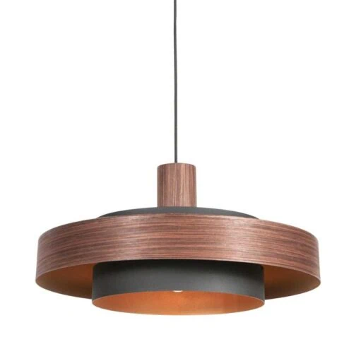 Naro 1-lichts Hanglamp Houtlook Zwart