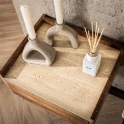 Numa Zwevend Nachtkastje Mangohout Travertin 40cm