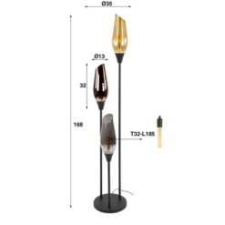 Olmo 3-lichts Vloerlamp Mixglas