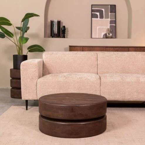 Salontafel Milly Espresso Mangohout 70cm Rond