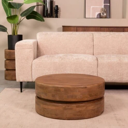 Salontafel Milly Naturel Mangohout 70cm Rond