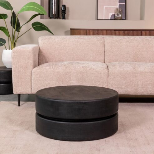 Salontafel Milly Zwart Mangohout 70cm Rond
