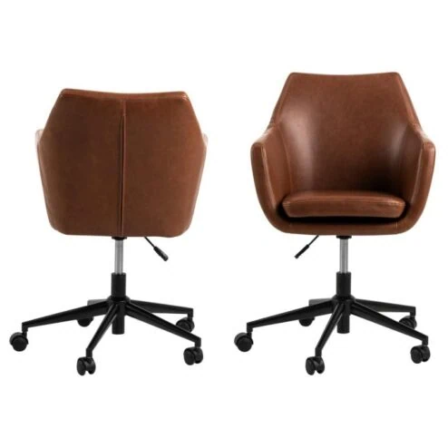 Tarella Bureaustoel met armleuning Bruin PU Leer