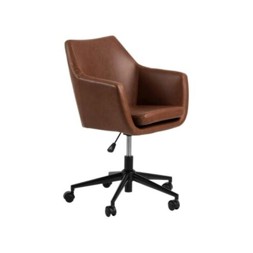 Tarella Bureaustoel met armleuning Bruin PU Leer