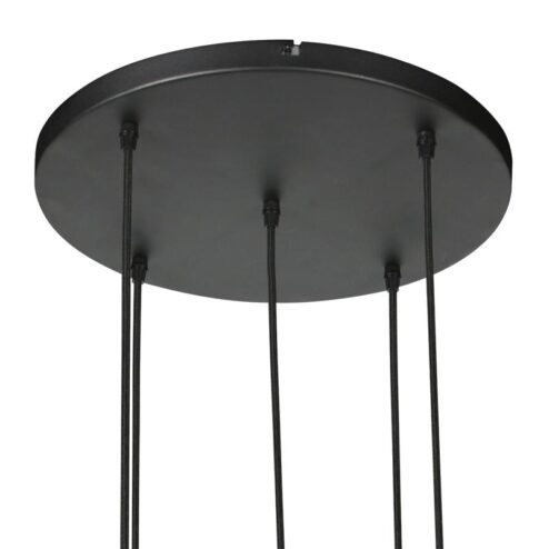 Zavi 5-lichts Getrapte Hanglamp Crème Stof