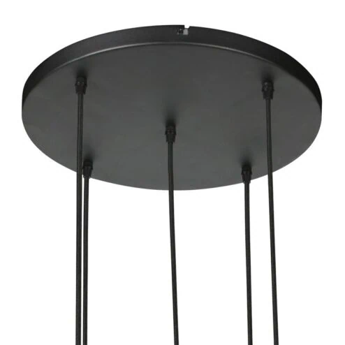 Zavi 5-lichts Getrapte Hanglamp Crème Stof