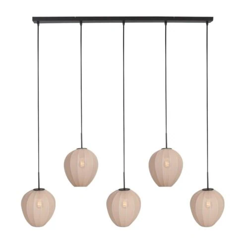 Zavi 5-lichts Hanglamp Crème Stof