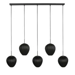 Zavi 5-lichts Hanglamp Zwart Stof
