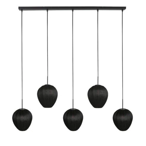 Zavi 5-lichts Hanglamp Zwart Stof