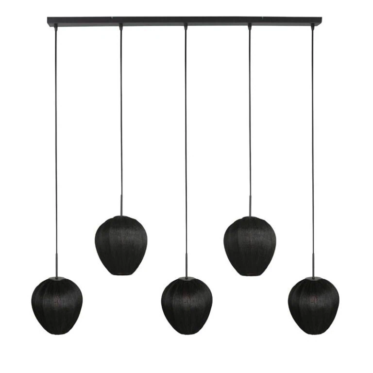 Zavi 5-lichts Hanglamp Zwart Stof