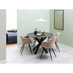 Zuvio Eettafel Rond Zwart Keramiek 120cm