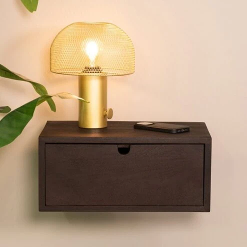 Zwevend Nachtkastje Hover Espresso Mangohout 45cm