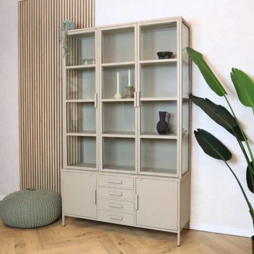 Figue vitrinekast hoog taupe 136cm