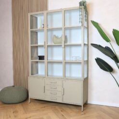 Figue vitrinekast hoog taupe / wit 136cm