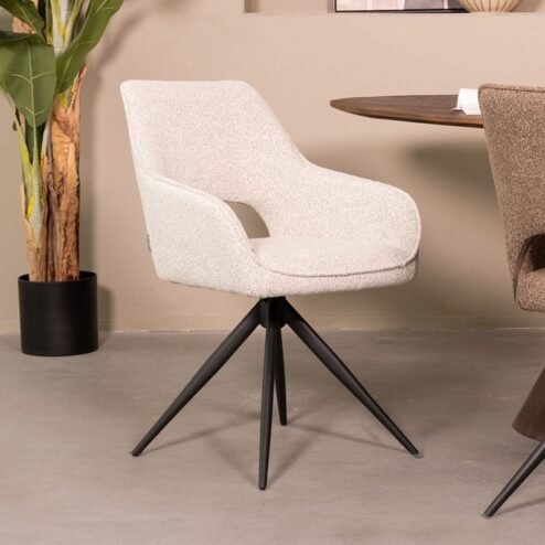 Eetkamerstoel Finley Wit Boucle