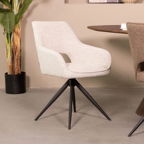 Eetkamerstoel Finley Wit Boucle