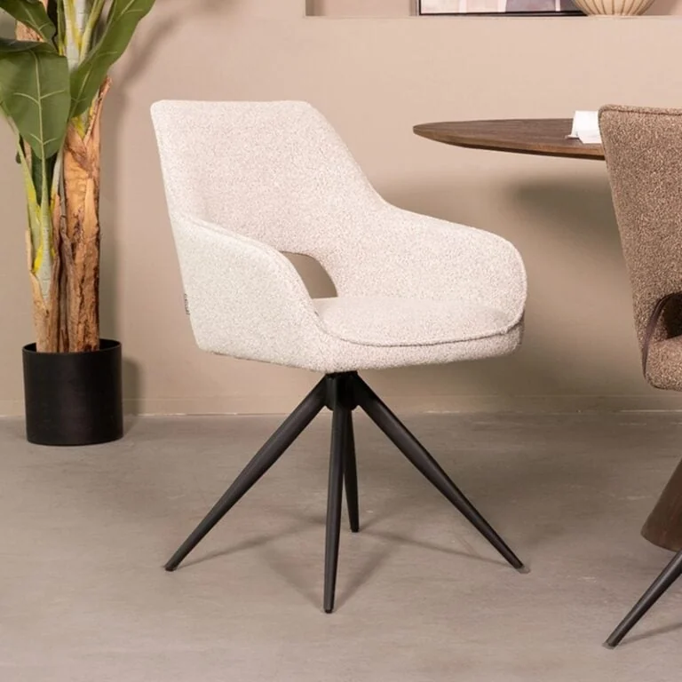 Eetkamerstoel Finley Wit Boucle