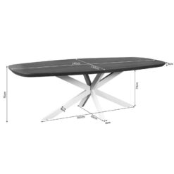 Eettafel Martin Deens ovaal Bruin Zand poot 240cm