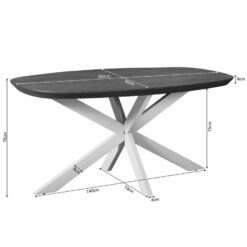 Eettafel Martin Deens ovaal Bruin Zwarte poot 160cm