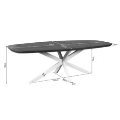 Eettafel Martin Deens ovaal Bruin Zwarte poot 280cm