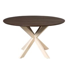 Eettafel Martin rond Bruin Zand poot 130cm