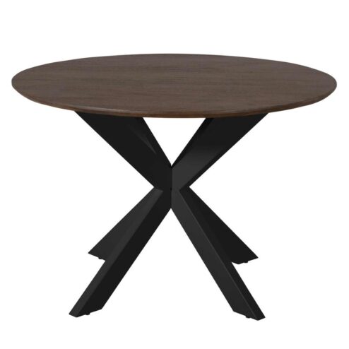 Eettafel Martin rond Bruin Zwarte poot 110cm