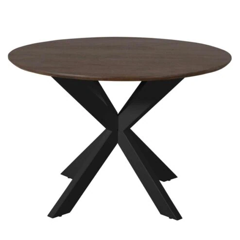 Eettafel Martin rond Bruin Zwarte poot 110cm