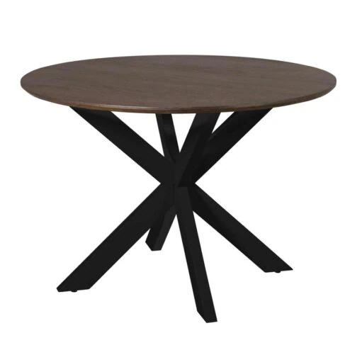 Eettafel Martin rond Bruin Zwarte poot 110cm
