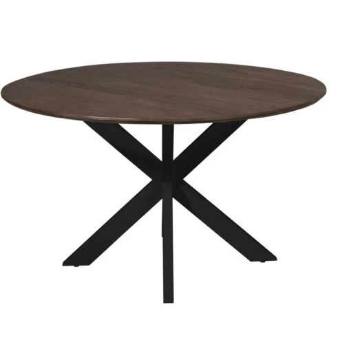 Eettafel Martin rond Bruin Zwarte poot 130cm