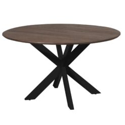 Eettafel Martin rond Bruin Zwarte poot 130cm