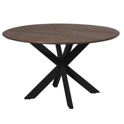 Eettafel Martin rond Bruin Zwarte poot 130cm