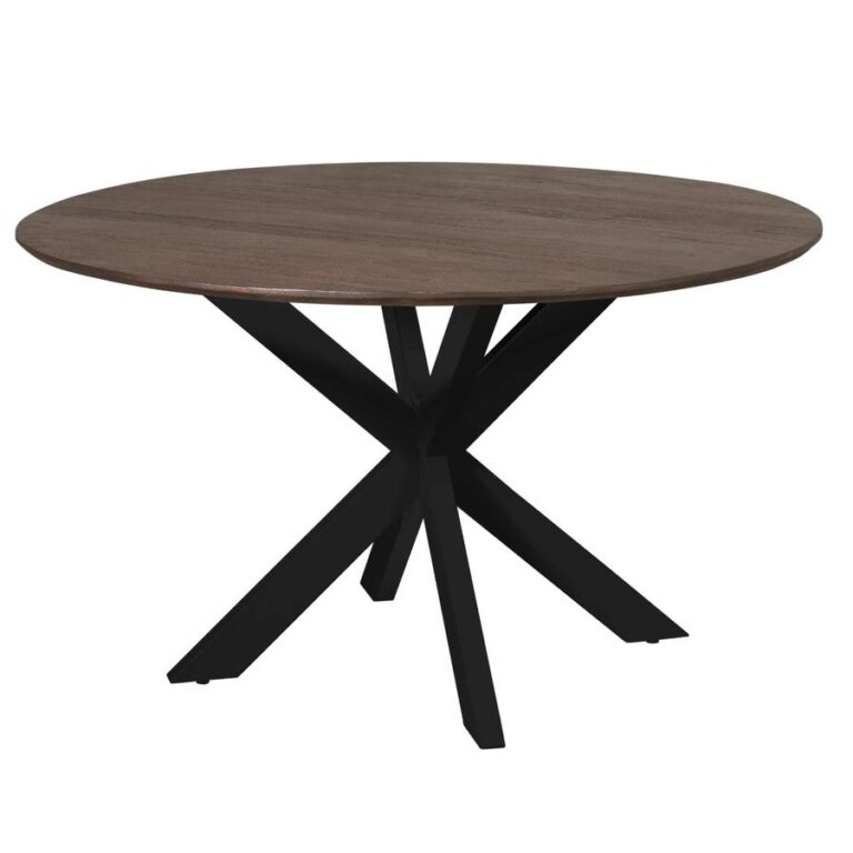 Eettafel Martin rond Bruin Zwarte poot 130cm