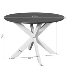Eettafel Martin rond Bruin Zwarte poot 150cm