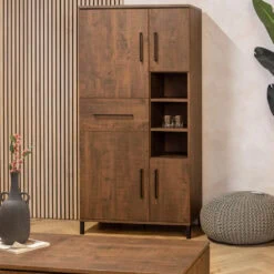 Elowen Wandkast hoog 4-deurs Donkerbruin 94cm