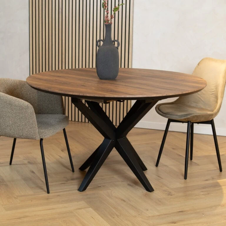 Calvenza uitschuifbare Eettafel rond – Zelf samenstellen