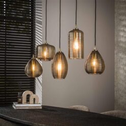 Nona 5-lichts Hanglamp Bruin glas