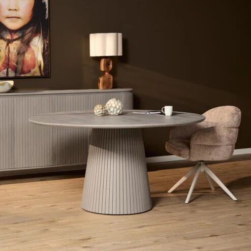 Livia Eettafel Rond Taupe 130cm