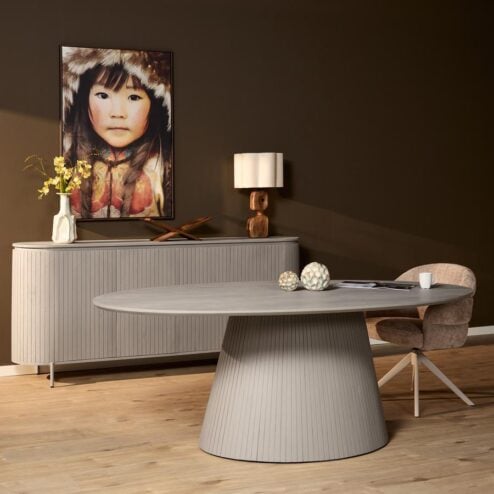 Livia Eettafel Ovaal Taupe 210cm