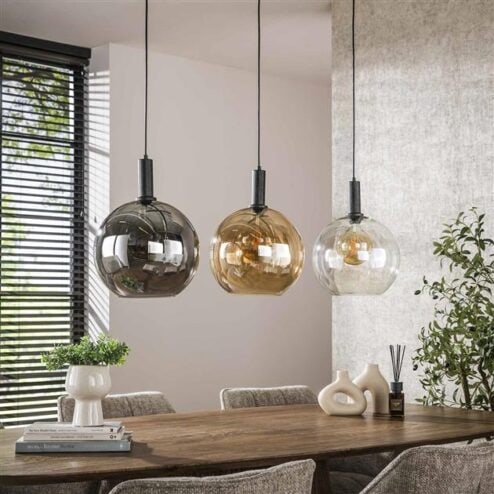 Tessio 3-lichts Hanglamp Multikleur glas