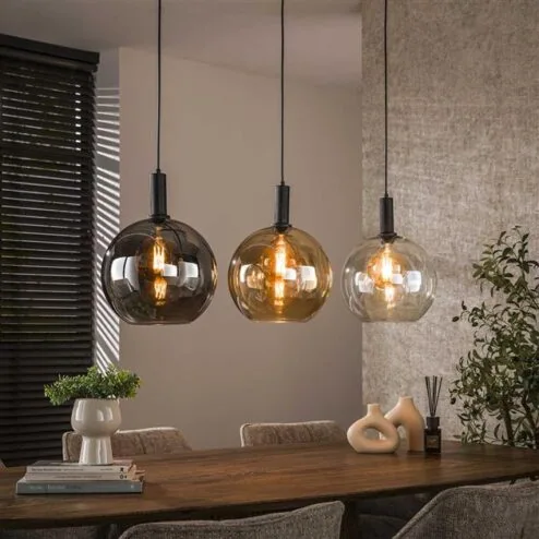 Tessio 3-lichts Hanglamp Multikleur glas