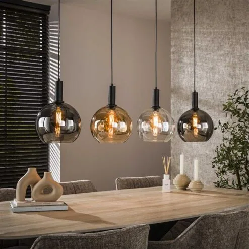 Tessio 4-lichts Hanglamp Multikleur glas