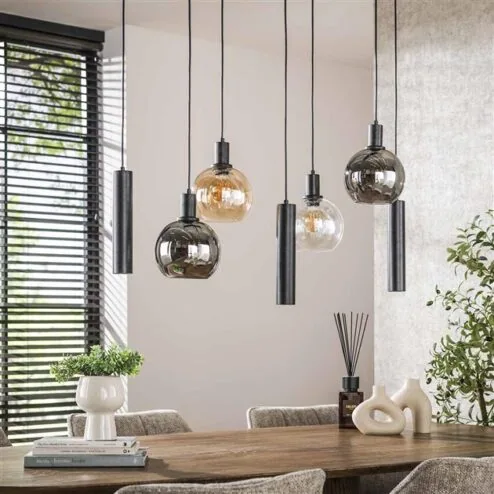 Tessio 7-lichts Hanglamp Multikleur glas