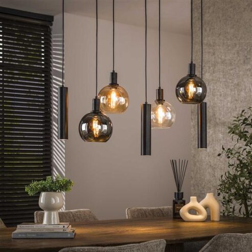 Tessio 7-lichts Hanglamp Multikleur glas