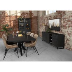 Valente Dressoir 3-deurs Zwart 220cm