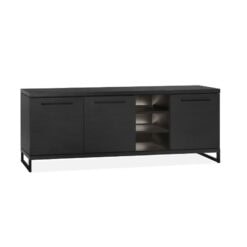 Valente Dressoir 3-deurs Zwart 220cm