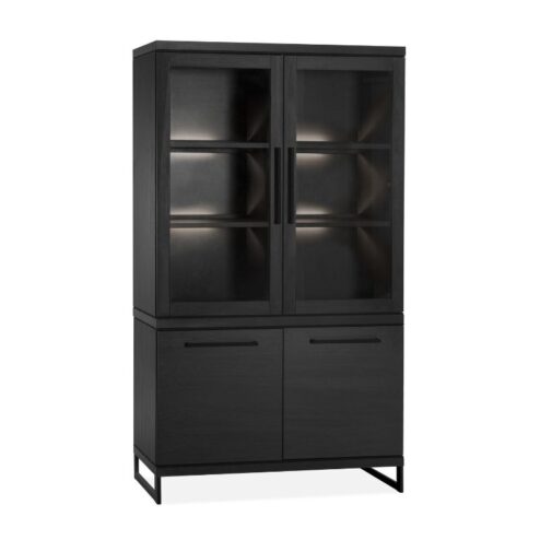 Valente Vitrinekast Zwart 120cm - Met verlichting