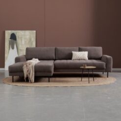 Bank Oreo Chaise longue links linnen bruin (1)