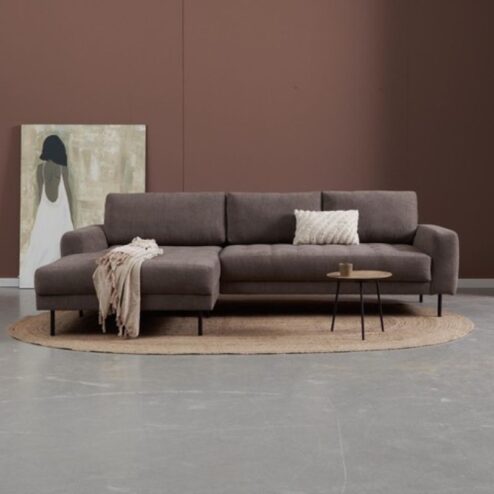 Bank Oreo Chaise longue links linnen bruin