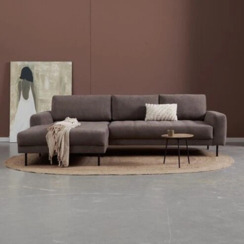 Bank Oreo Chaise longue links linnen bruin