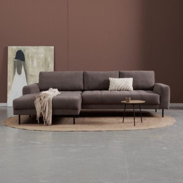 Bank Oreo Chaise longue links linnen bruin (1)